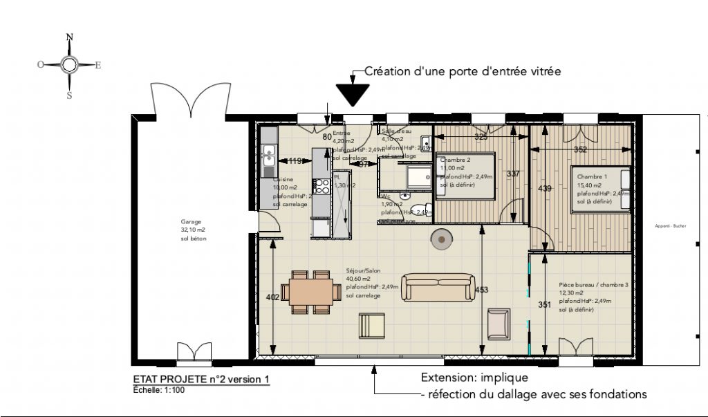 Proposition d'aménagement d'un pavillon autour de Chassy dans l'Yonne en Bourgogne