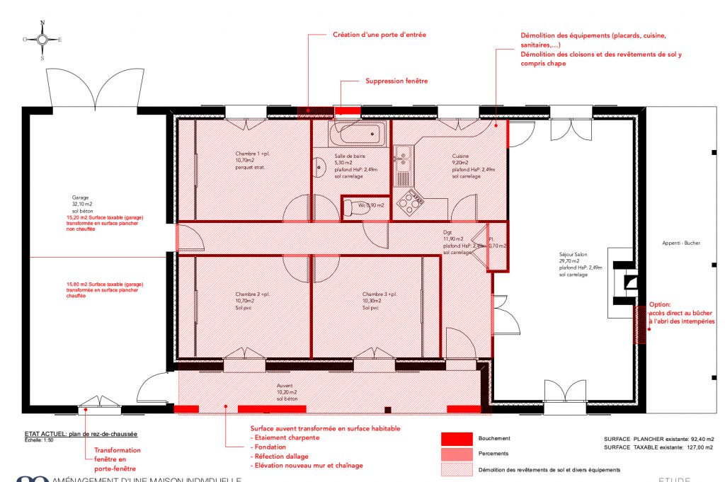 Projet d'étude pour un pavillon situé proche de Lindry